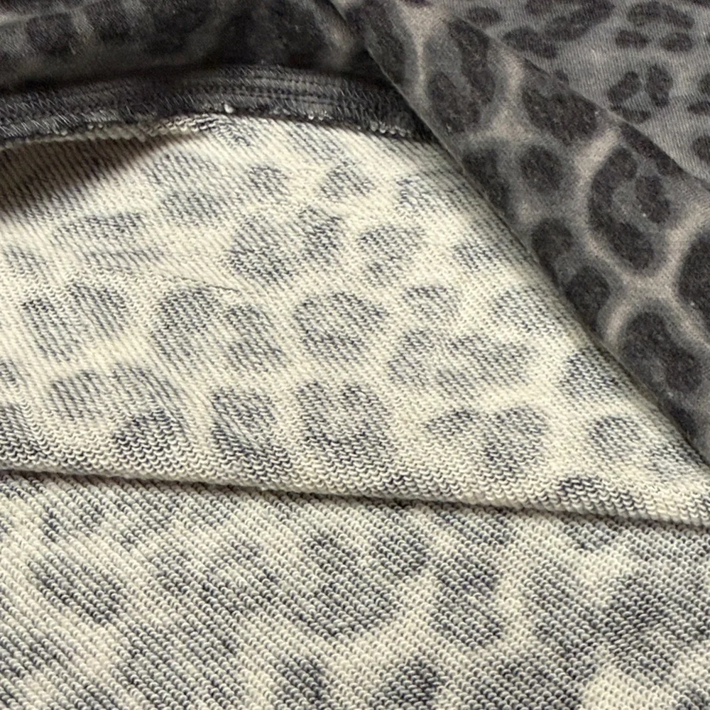 Black and Gray Distressed Cheetah Print Sweatshirt, Size Large - Picture 10 of 10